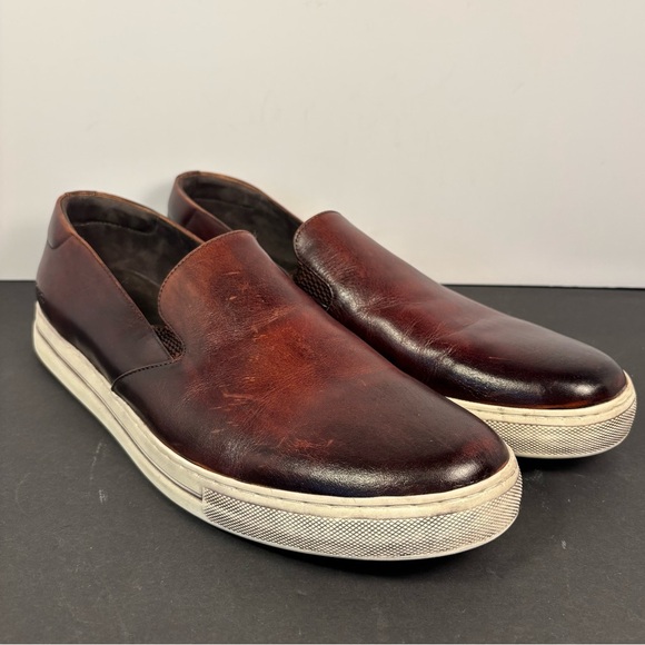 Kenneth Cole NY Leather Slip-On Sneakers Men’s Sz 13 (Fit Like 11) Brown - Picture 1 of 8